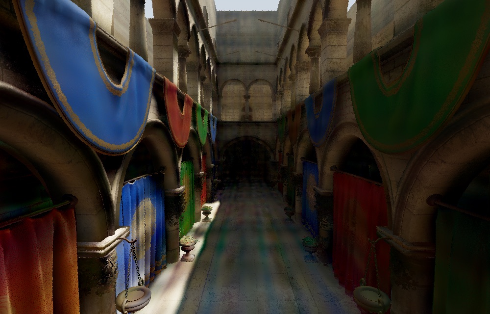 Crytek Sponza atrium shaded in realtime by an in-Metal neural network