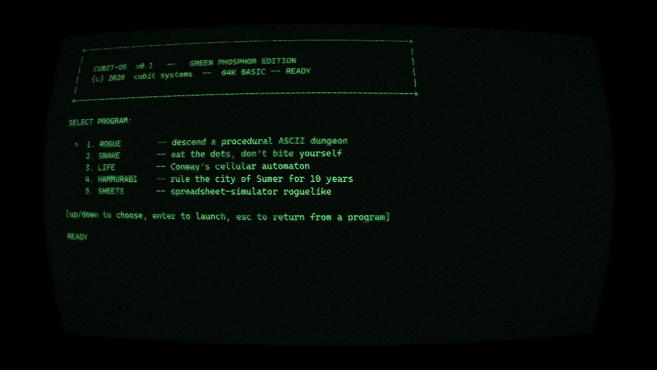 Green-phosphor CRT terminal post-process shader