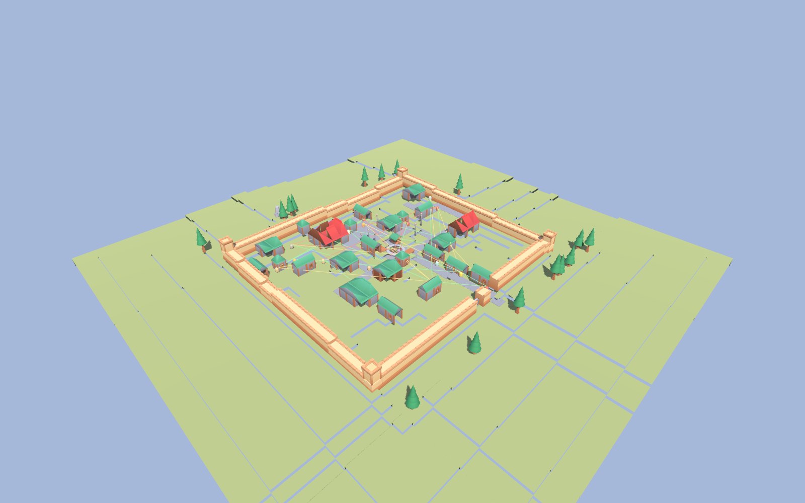 Procedurally generated medieval town