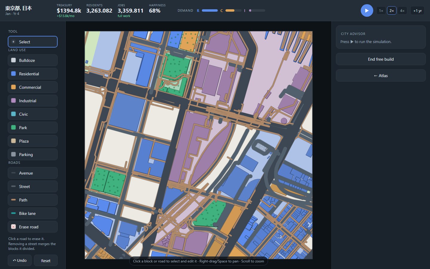 Urban design simulation on real-world streets