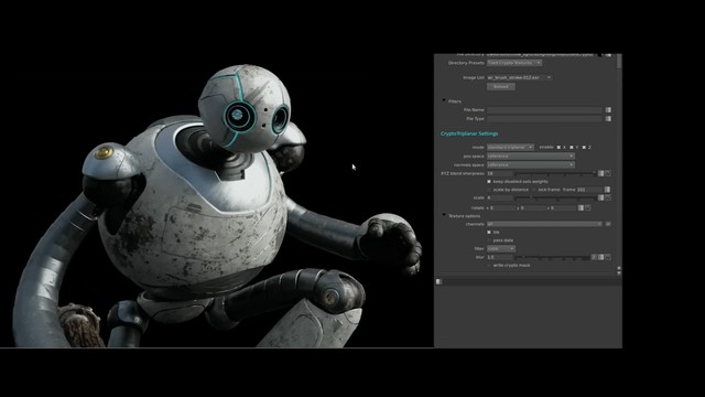 The Wild Robot painterly tool: precise CG render of Roz beside the filtering panel