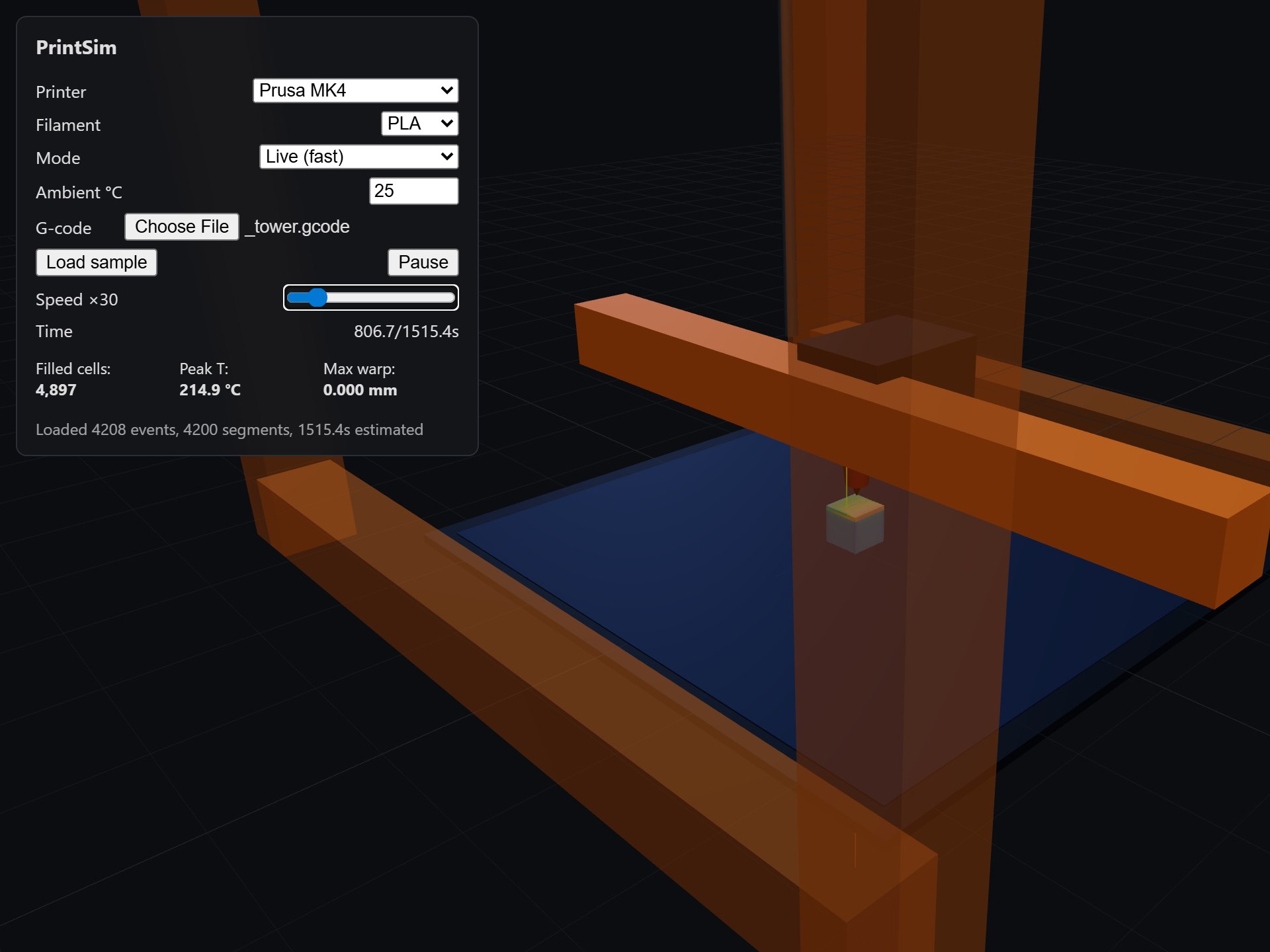 Physically based FDM 3D printer simulator