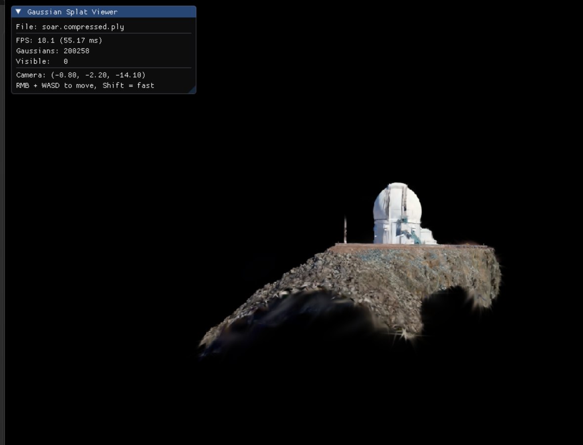 Real-time Gaussian splat reconstruction of an observatory